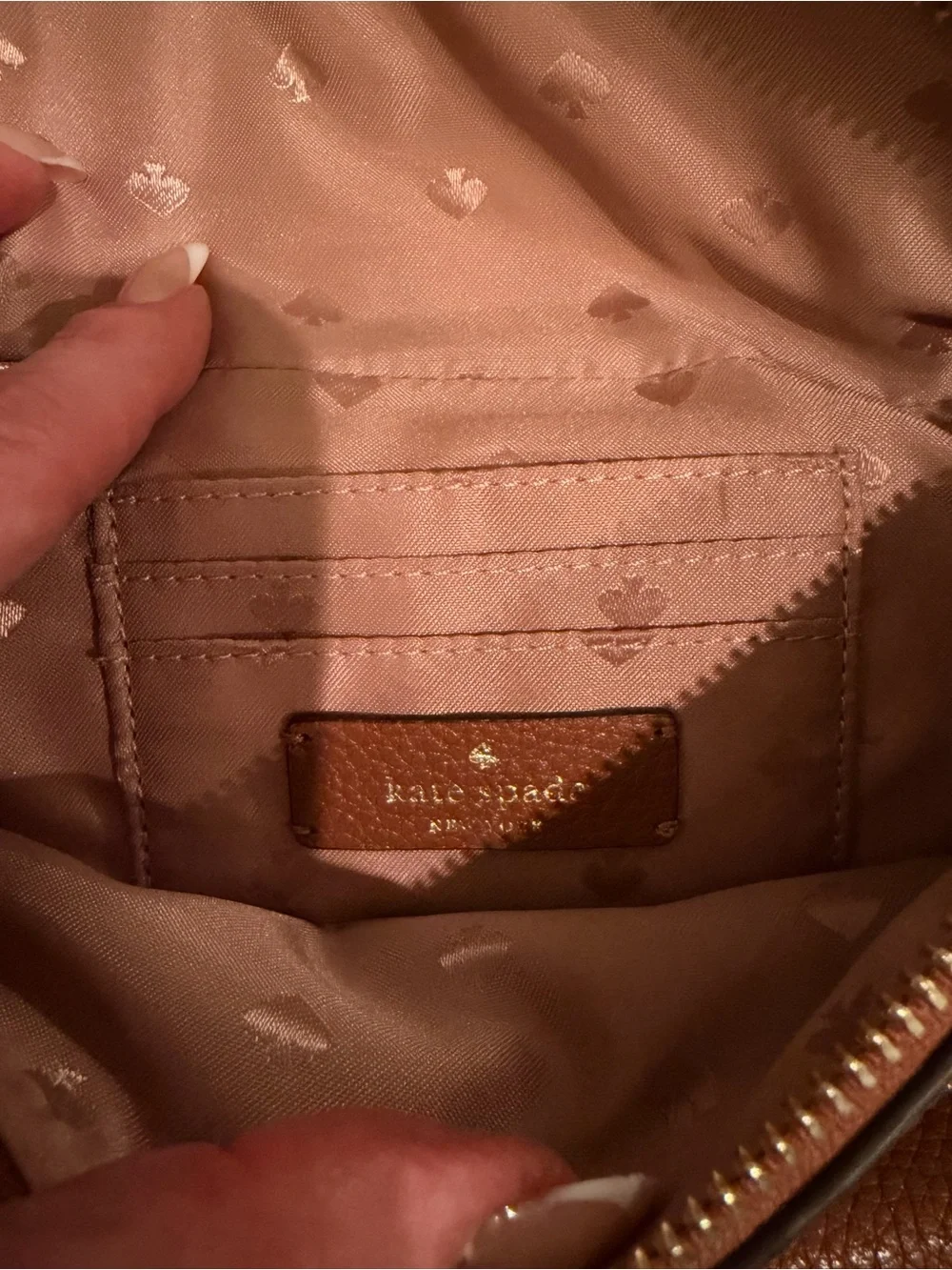 Kate Spade Cognac Pebbled Leather Crossbody Belt Bag w/ gold trim - Picture 9 of 9